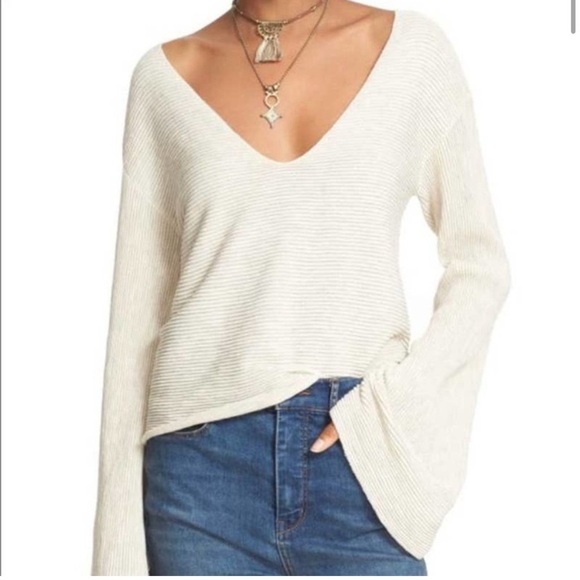 FREE PEOPLE Starman V Pullover Sweater Top - size M - Picture 1 of 6